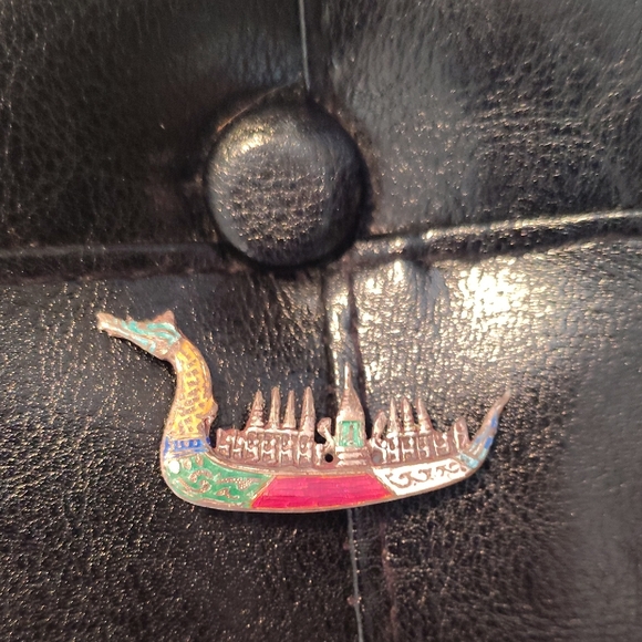 Vintage Siam Sterling Silver Colorful Dragon Boat Brooch